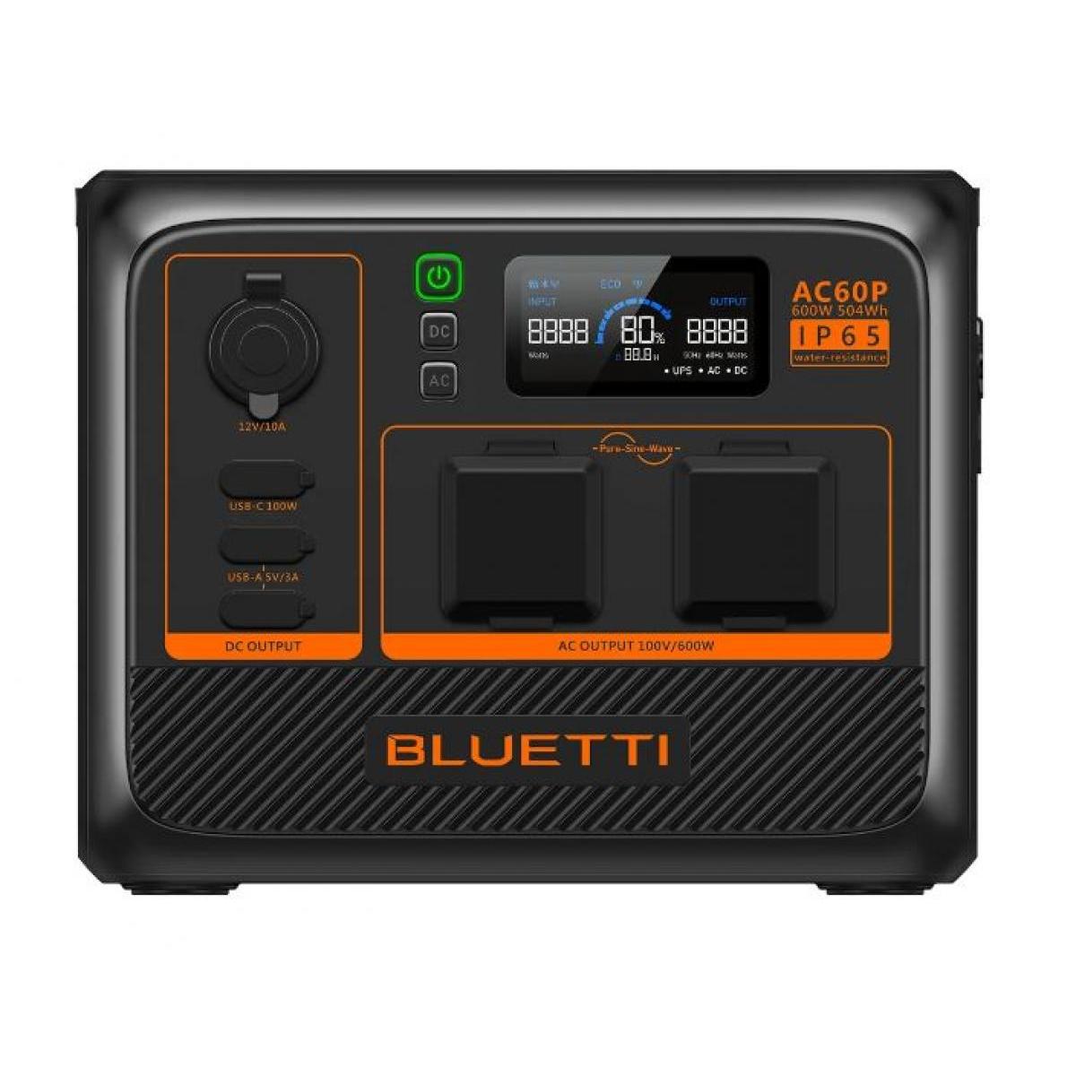 BLUETTI(ブルーティ) AC60P 小型 ポータブル電源 600W IP65 防水 防塵 モデル リン酸鉄 リチウムイオン 電池 504Wh 急速充電