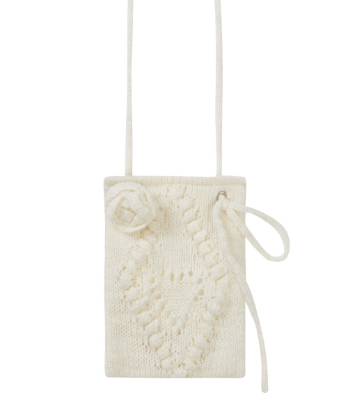 【ILLIGO】 Fleur Diamond Knit Crossbody Bag White 正規品
