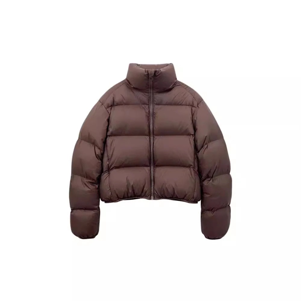 ショートダウンジャケット レディース 2025 ホワイトダックダウンブレッドジャケット スタンドカラースモールジャケット