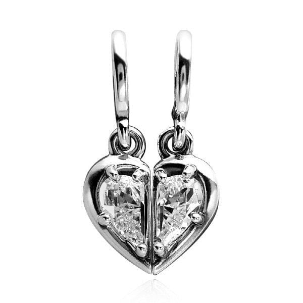 792643C01 スプリット可能な母と娘のハートペンダント兼ダングルシルバーチャーム