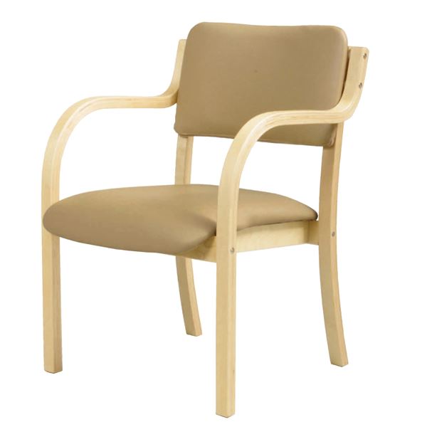 ダイニングチェア/食卓椅子 肘付き ベージュ 幅535奥行580高さ770mm スタッキング可 合皮/合成皮革 リビング 組立品