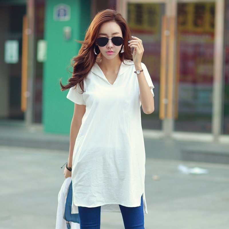 1735. VネックTシャツミニワンピース（ホワイト）2019 春夏 sale カジュアル 大人カジュアル 通学 普段使い チュニック 女子会