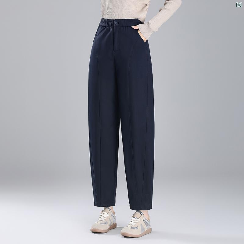 レディース　ファッション　オシャレ　シンプル 春秋 パンツ ウエスト ゴム 九分丈 ハイウエスト 着痩せ カジュアル オーバー オール