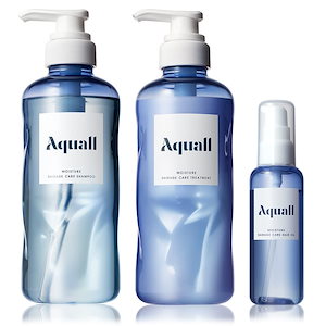 Aquall (アクオル) シャンプー トリートメント ヘアオイル 3点 セット 【モイスチャーダメージケア】 シャンプーボトル 475mL トリートメントボトル 475g ヘアオイル 70mL 保湿