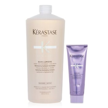 Kerastase ブロンド アブソリュ セット 2: シャンプー & 強化トリートメント (ライトニングまたはハイライトされた髪用)