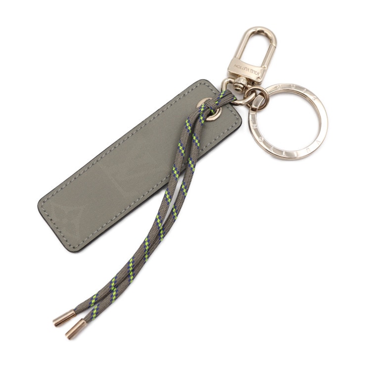 美品 LOUIS VUITTON ルイ ヴィトン キーホルダー MP2126 ポルトクレ タグ モノグラムフルオ モノグラムチタニウムキャンバス グレー系 シルバー金具 キーリング バッグチャーム ビ