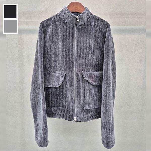 メンズ クロップド丈2WAYニットジップアップジャケット 5C JKA Q113 グレー_P409161439