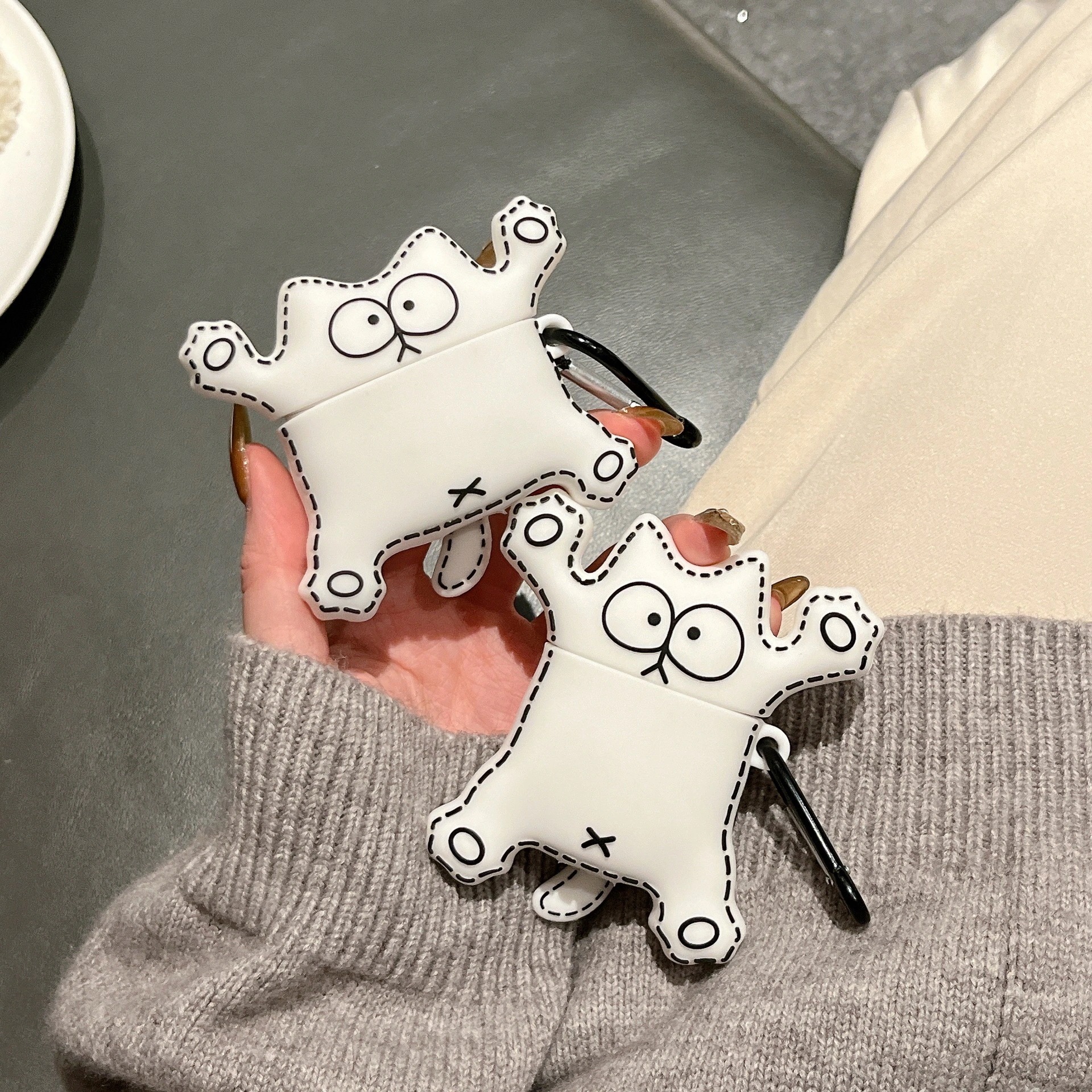 【200点セット】【送料無料】ライン猫airpods proアップルBluetoothイヤホンケース234世代カートゥーンシリコン保護カバー適用