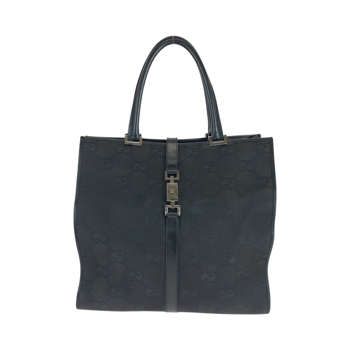 美品 ジャッキー ブラック 黒 シルバー金具 GGキャンバス 002 1064 トートバッグ ハンドバッグ レディース 500532