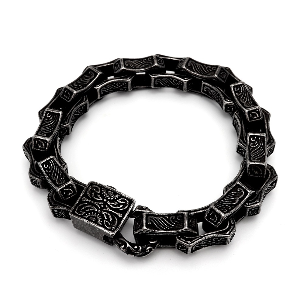 ステンレス ブラックチェーンブレスレット [b506]