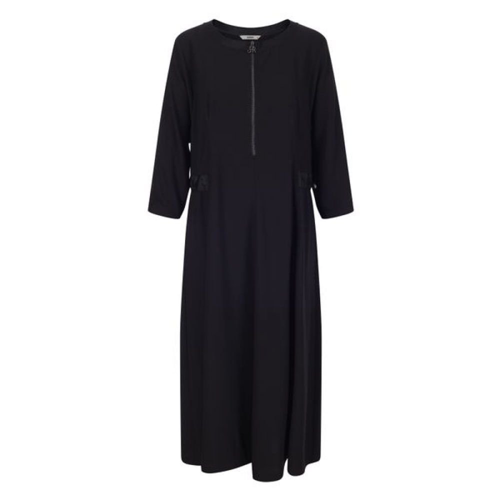 [ジセン] ジップアップカジュアルロングワンピース LCOPO422_BK