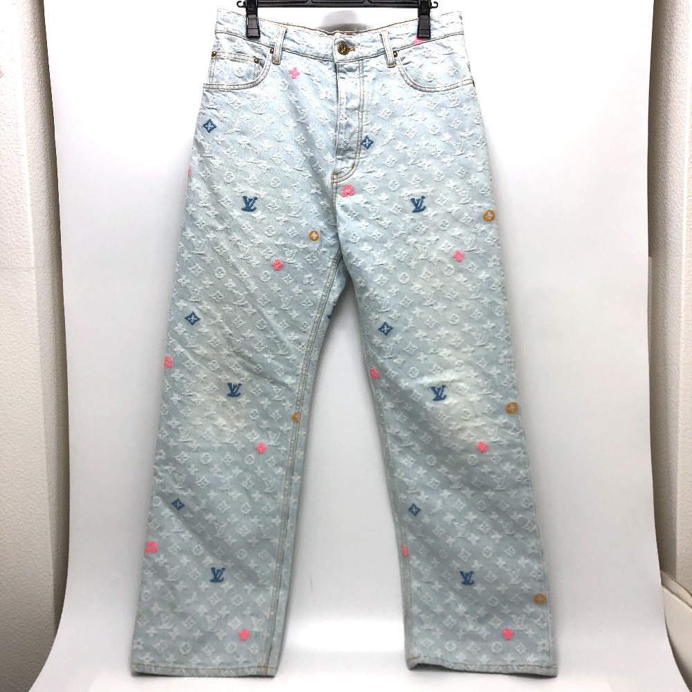 デニムパンツ 1AFRXR タイラーザクリエイター x ルイヴィトン モノグラム アパレル ロング ジーパン ボトムス デニム ブルー