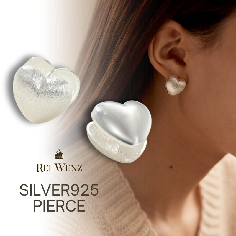 【高品質Silver925】【予約商品】ピアス 金属アレルギー ハート 2way ニュアンス シルバー S925 K18 フープ シンプル おしゃれ レディース ブランド プレゼント 人気 韓国