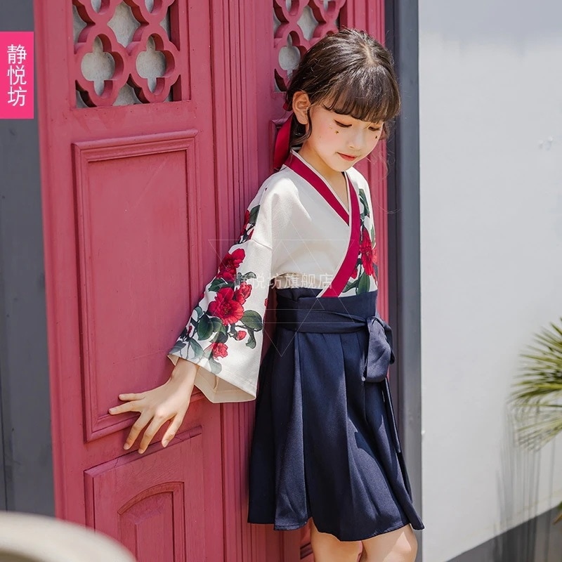 子供コスチューム黒魔女コスチューム着物スーツレトロガールズ長袖漢要素魔女