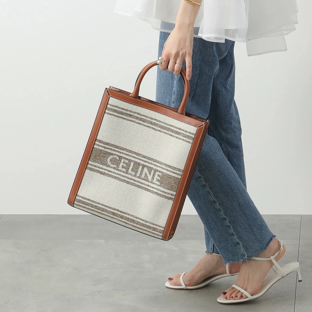 CELINE セリーヌ トートバッグ Small Cabas Vertical スモール カバス バーティカル 192082EZ5.18TN レディース メンズ ロゴ 鞄 Tobacco/Tan