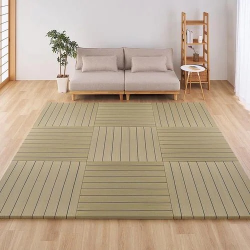 【メーカー直送品】萩原 【9枚組】置き畳 凛 約82×82×2.5cm ナチュラル