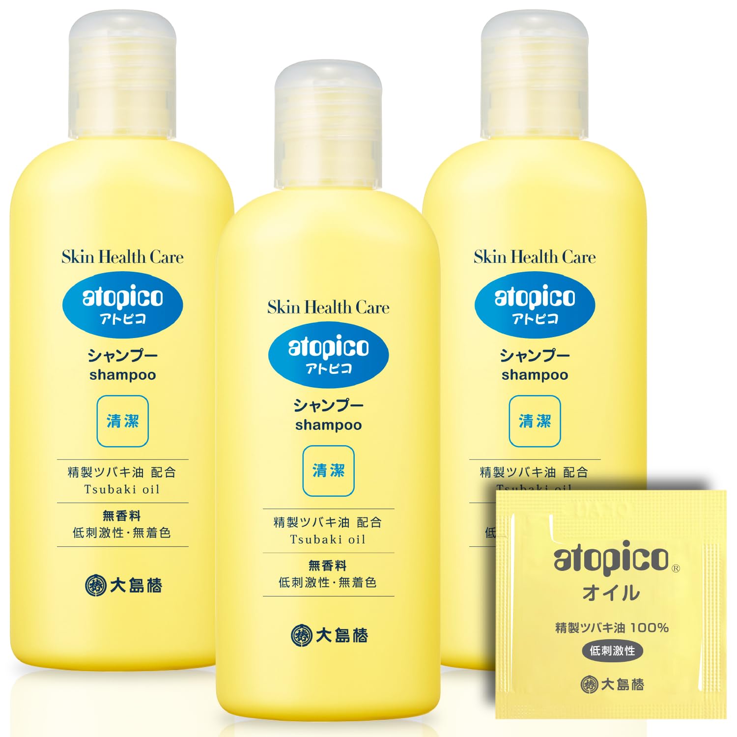 大島椿 アトピコ スキンヘルスケア シャンプー 250mL×3本 サンプル付 頭皮 保湿 乾燥肌