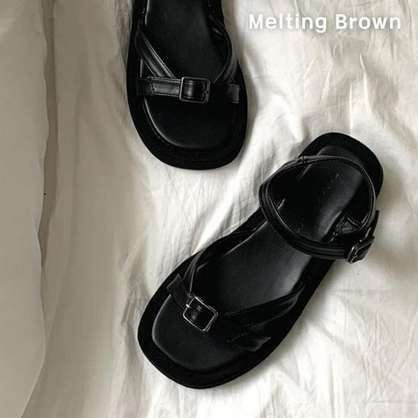 女性カジュアルバックルストラッププラットフォームサンダル 3色