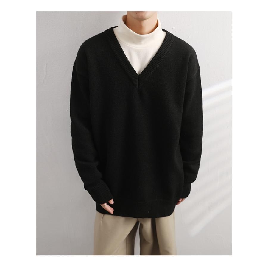 セーター メンズ ニットセーター ニット Vネック 上着 トップス 厚手 防寒 暖かい 長袖 無地 シンプル ベーシック カジュアル 5,220円