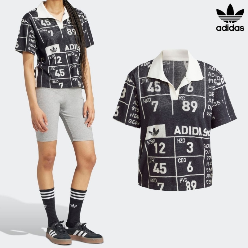 [ADIDAS] アディダス KSENIASCHNAIDER グラフィック·タオル ポロシャツ / BLACK