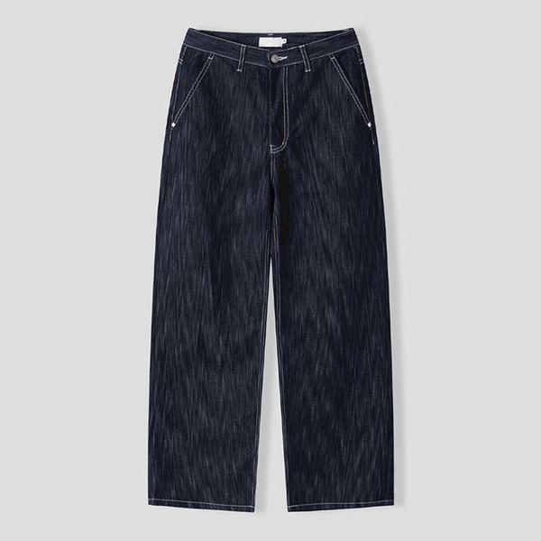 メンズ ノンフェイドステッチ ワイドデニムパンツ AS JES Q007 ディープブルー_P422602174