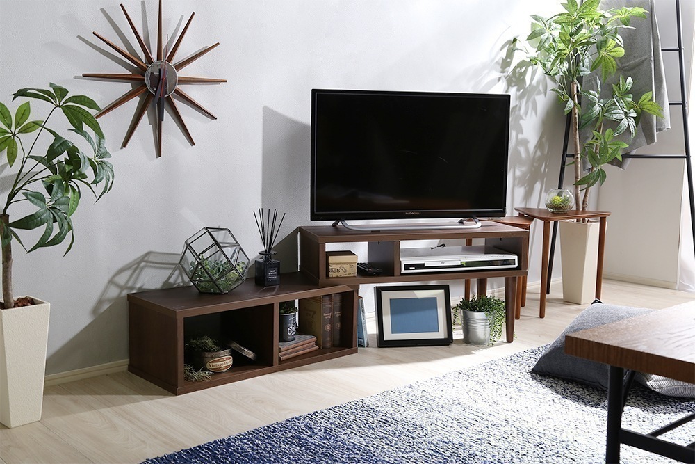 テレビ台 ローボード ラック 棚 おしゃれ 北欧モダン 伸縮 スリム 木目 幅75-135cm 32型まで対応