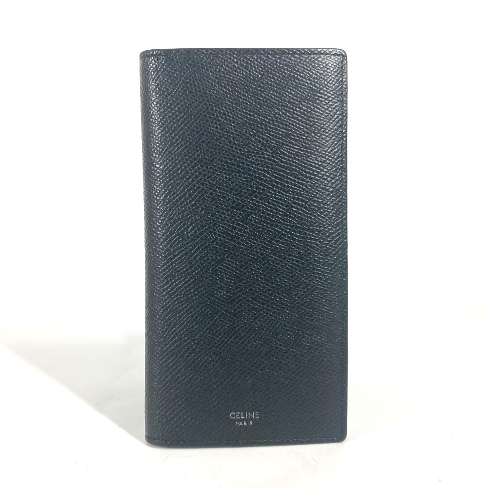 長財布 バーティカル ウォレット コインコンパートメント付き 2つ折り レザー ブラック