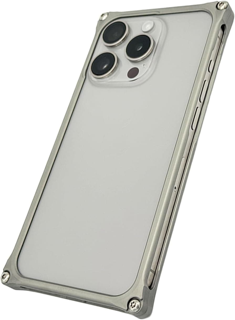 ソリッドバンパー for iPhone 15 Pro シルバー ジェラルミン 削り出し