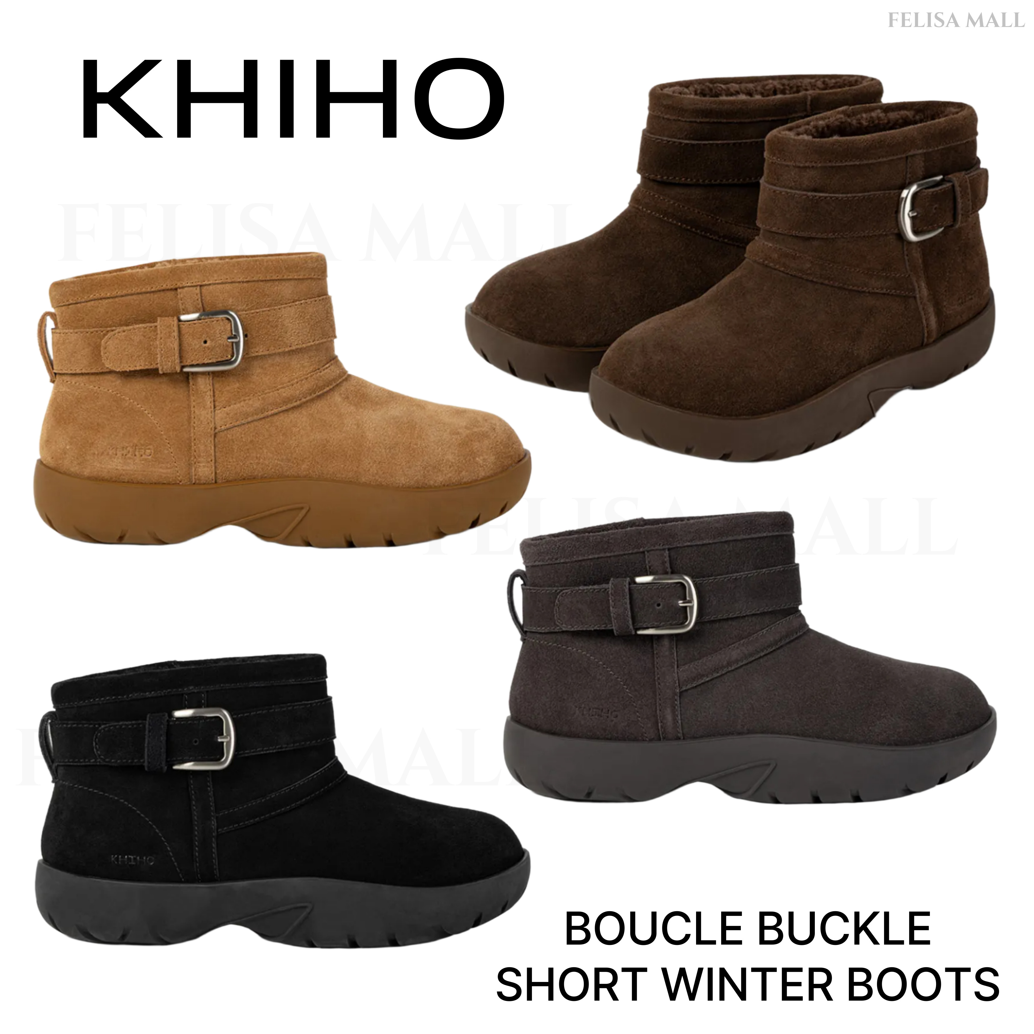 [KHIHO] BOUCLE BUCKLE SHORT WINTER BOOTS ショートブーツ 韓国人気 10,588円