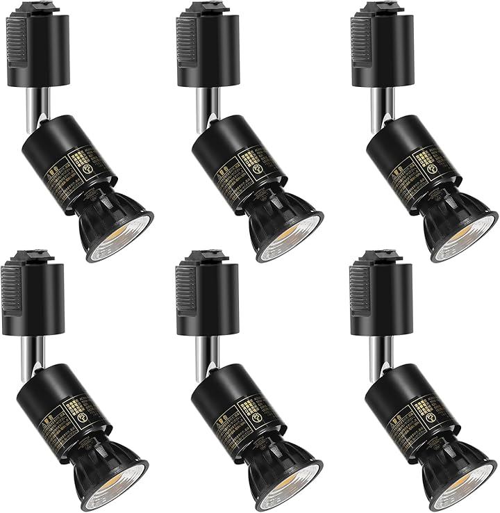 ダクトレール用スポットライト E26口金LED電球付き 5.5W ハロゲン電球60W相当RA95 550LM 非調光 ビーム角90度(昼白色5000K(ブラック), 6個セット)