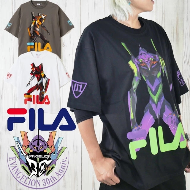 フィラ トップス Tシャツ メンズ 25SPU8002 25SPU800325SPU8004 新世紀エヴァンゲリオン 30周年 コラボ グラフィック ティーシャツ 初号機 ２号機 ３号機 レディース