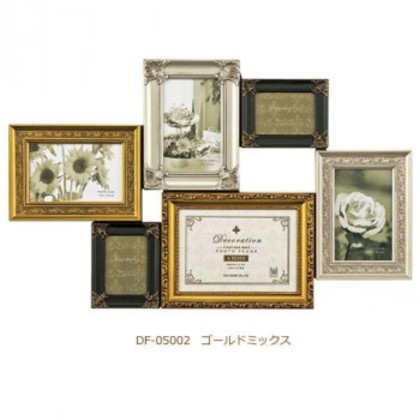 写真立て デコレーション 6 ウォール＆スタンドフレーム DF-05002・ゴールドミックス