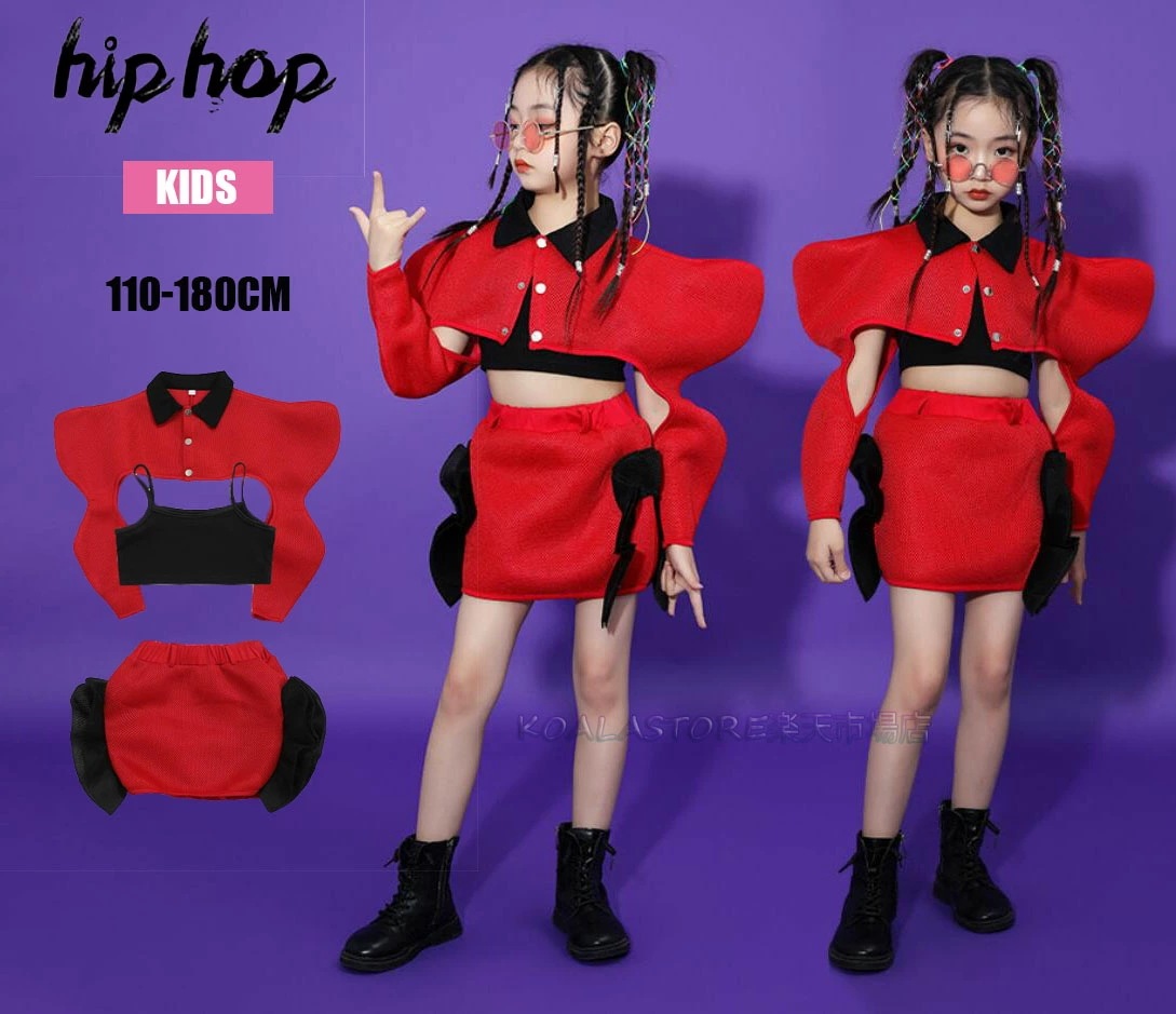 子供ダンス衣装セット キッズヒップホップダンス衣装 ショートスカート 可愛い 演奏会 HIPHOP 女の子ダンス衣装 練習着 ステージ衣装 ストリートダンス 撮影衣装 チアガール 舞台衣装 ジュニア 5,016円