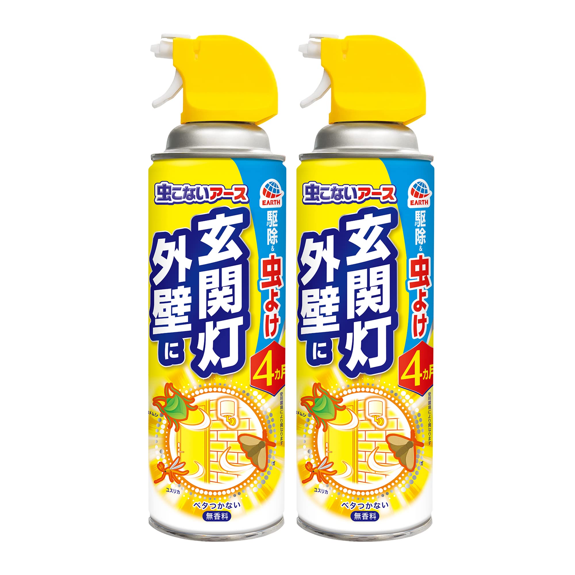 虫こないアース 玄関灯 外壁に 450ml 2本パック 害虫駆除スプレー 網戸 ベランダ 侵入防止 害虫 対策 屋外 忌避 カメムシ 蛾 コバエ