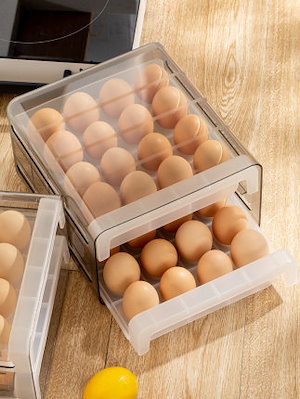 2層 透明 卵ケース 卵収納ボックス 冷蔵庫用 卵用 持ち運び 大容量 たまご 60個収納 タッパー 卵保存容器 たまご おしゃれ
