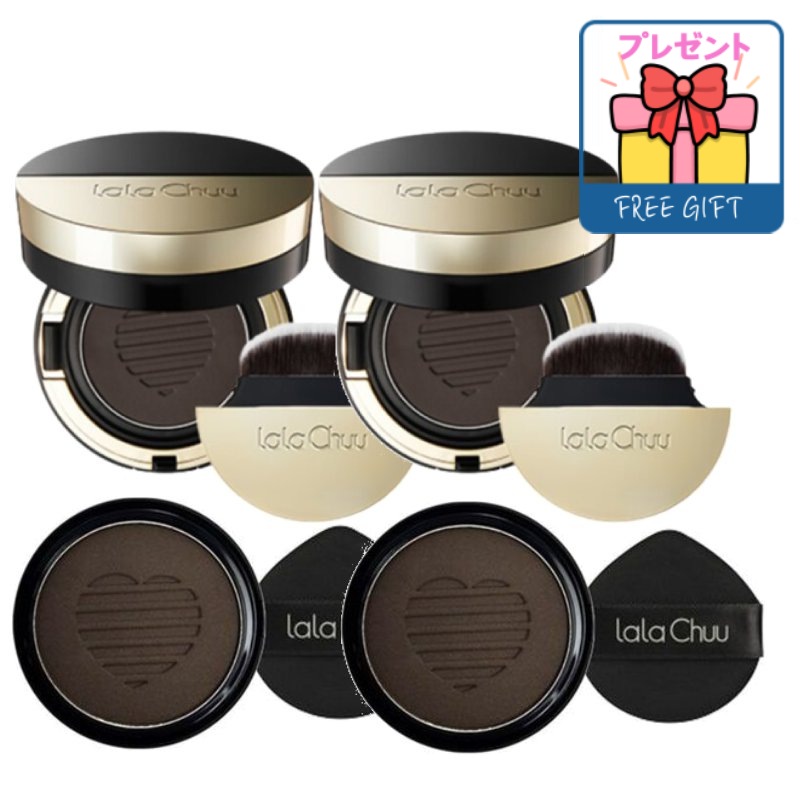 [NEW2+2] ヘアファンデーション本品9g 2個+リフィル9g 2個 (パフ&ブラシ付)/ 白髪隠し クッション/ 100時間 持続 ヘアラインカバー シェーディング ヘアシャドウ