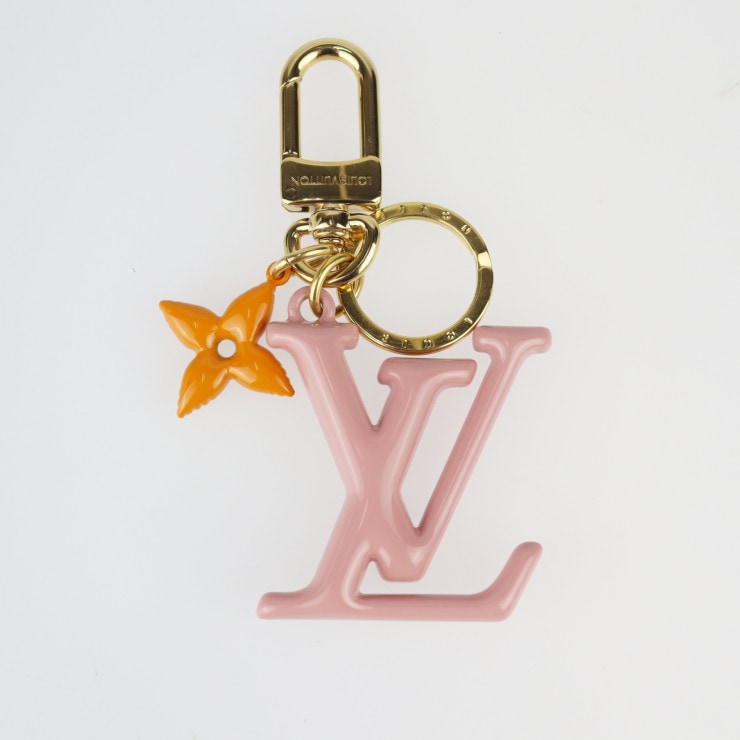 LV ポップ フラワー キーホルダー M01076 メタル ゴールド ピンク オレンジ キーリング バッグチャーム ビトン【本物保証】