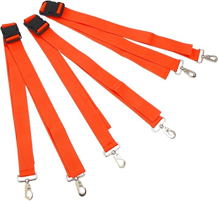 ストレッチャー 固定ベルト 360フック トランスファーボート 担架 固定ストラップ 最長約200cmまで調整可能 3本セット(オレンジ)