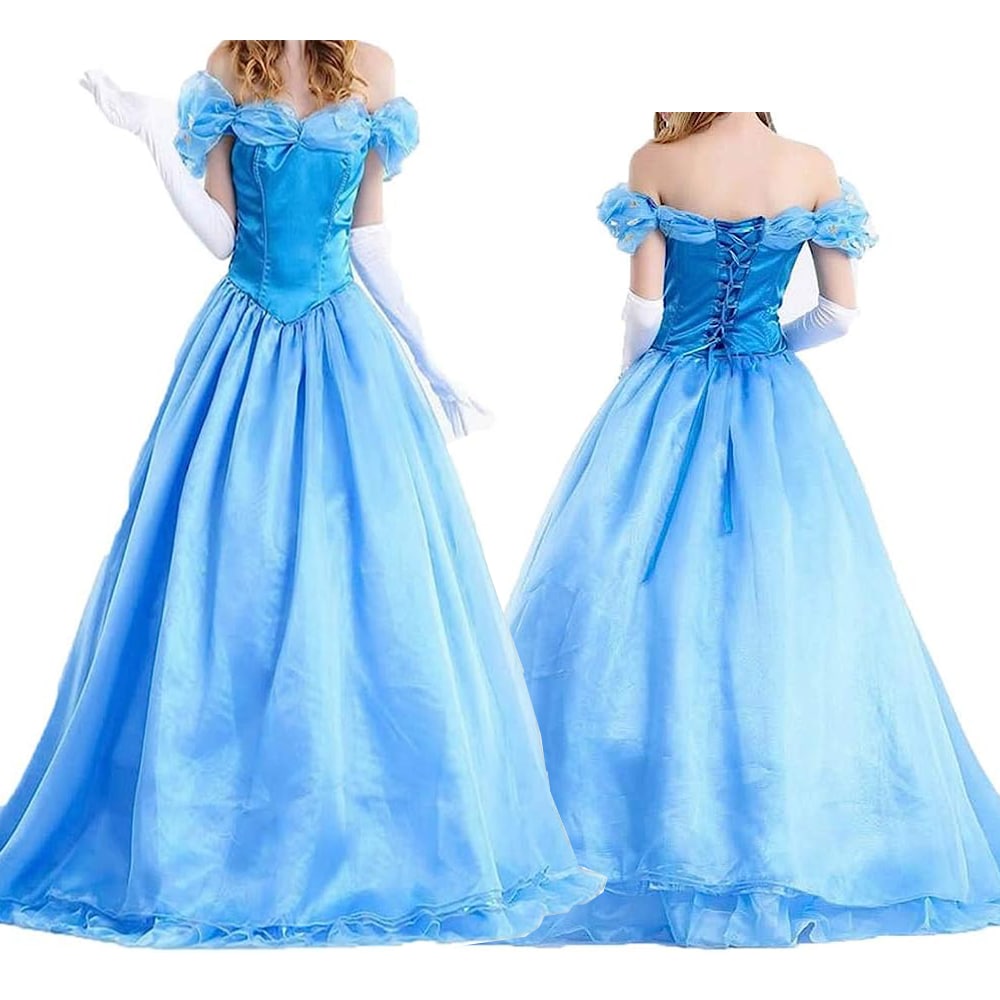 シンデレラ ドレス Cinderella 労働服 コスプレ衣装 プリンセス ドレス ワンピース お姫様 発表会 文化祭 学園祭 ステージ服 ロングドレス シンデレラ ハロウィン クリスマス