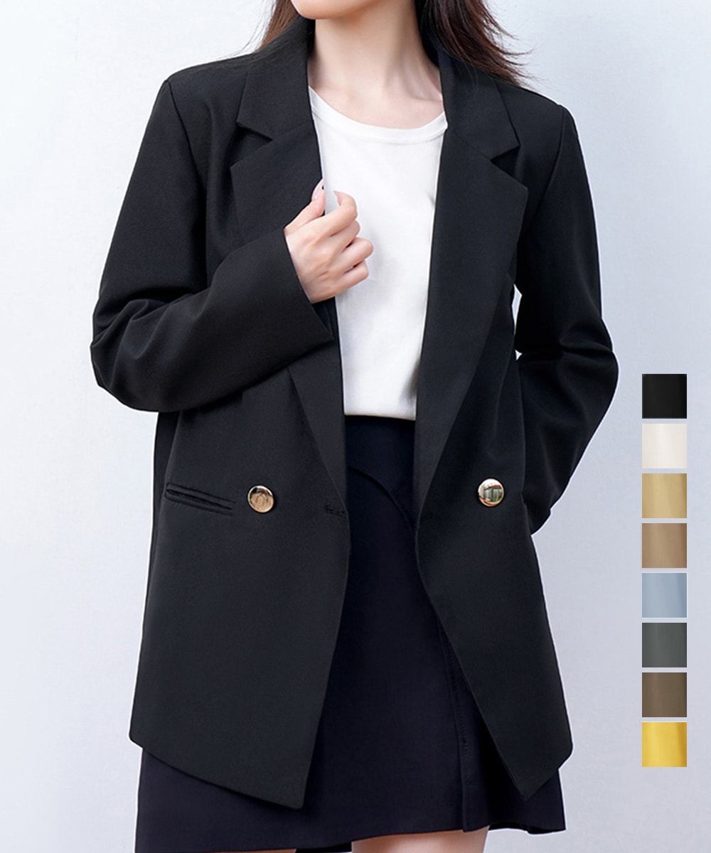 国内即納 ダブルボタンテーラードジャケットミドル丈 84YIJIAO-001