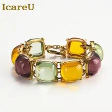 ヴィンテージかわいいカラフルなキャンディラウンド釉ブレスレット女性のためのチャームバレンタインデーのギフト高級ジュエリーゴールドカラーアクセサリー 2025