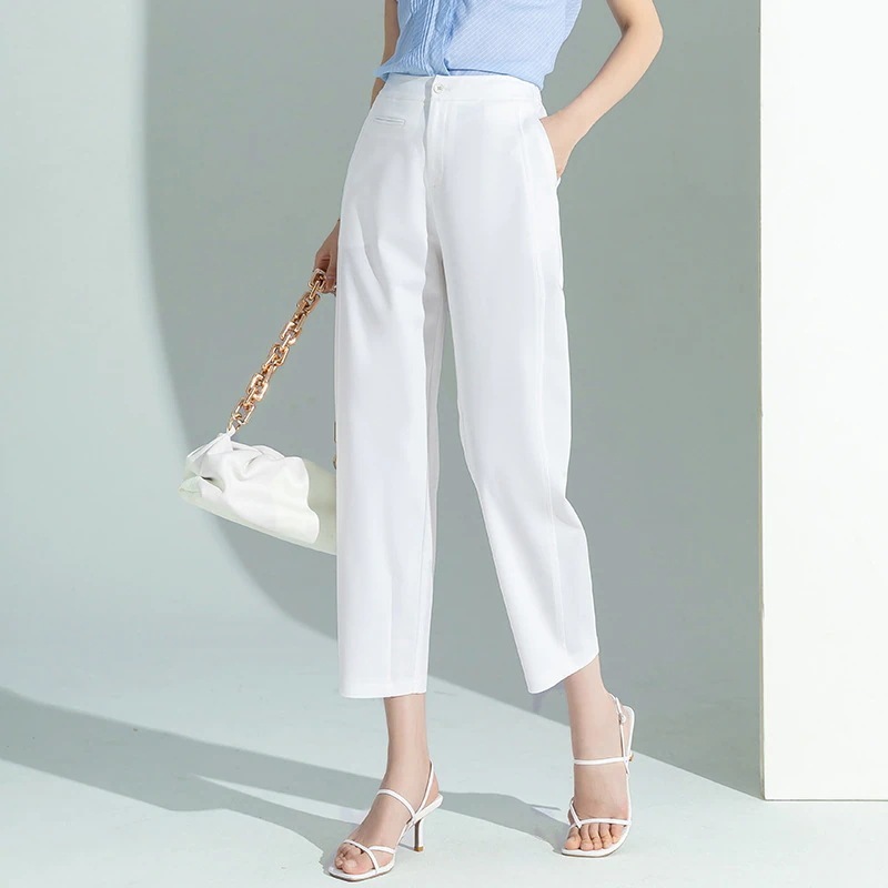 韓国レディース通勤テーパードパンツ夏の新型九分パンツハイウエストて痩せていますスラックスパンツ30%制限