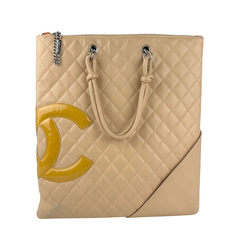 シャネル CHANEL ハンドバッグ カンボンライン レザー ベージュ レディース n1209