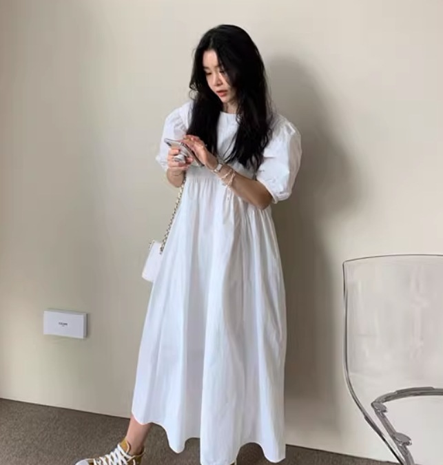 ワンピース デート モテアイテム ロング丈 ボリュームスリーブ コットン 大人可愛い きれいめ 上品 おしゃれ かっこいい 大人可愛い ラブリー キュート ガーリー クール モード系 セクシー