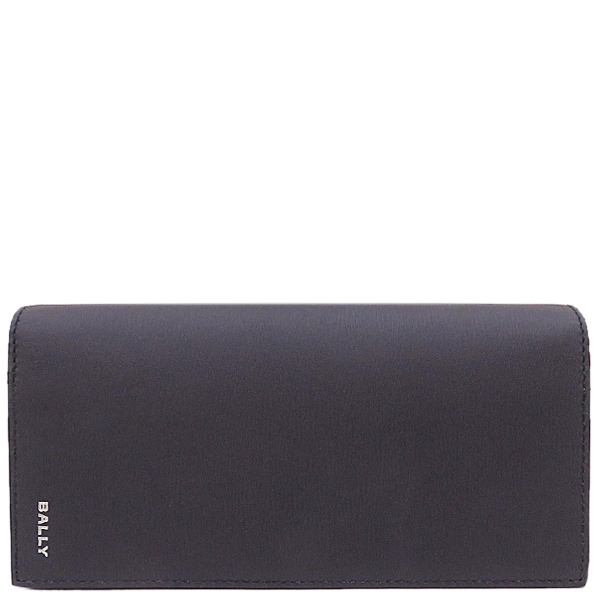 バリー BALLY 長財布 クロッシング 二つ折り レザー ネイビー シルバー金具 紺 6304910【中古】