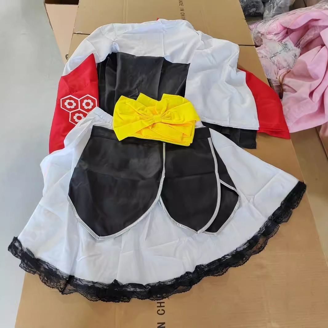 [迅速な配達] 最低価!格! アニメ服コスプレ衣装 和風デザイン 白黒レース裾 大きな黄色バウンド付き アニメ・イベント用衣装 夜叉着物