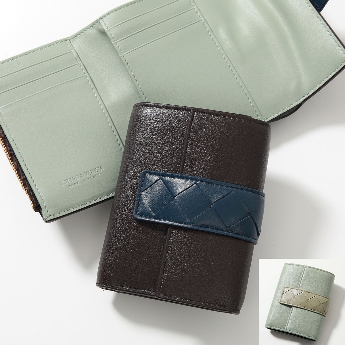 BOTTEGA VENETA ボッテガヴェネタ 三つ折り財布 タグ 796868 V4IK1 レディース イントレチャート レザー バイカラー ミニ財布 カラー2色