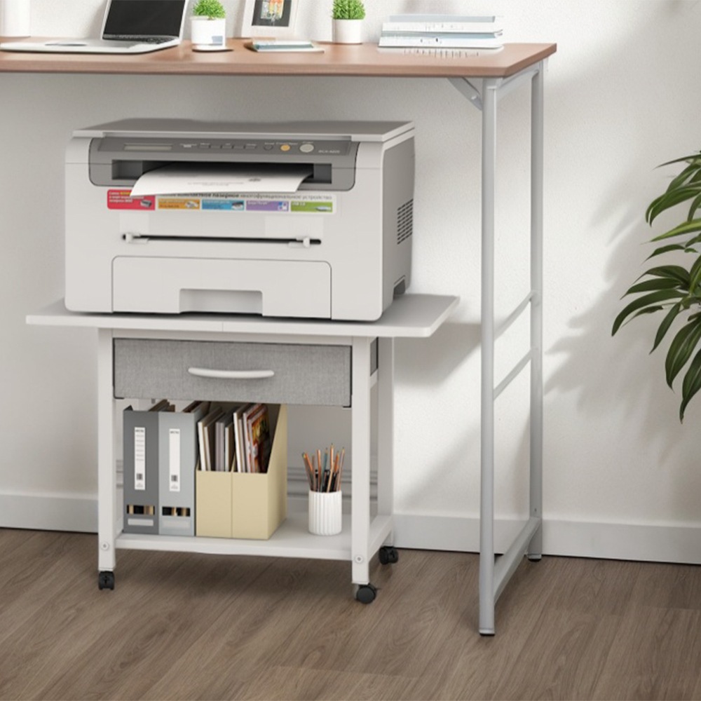 プリンター台 収納 プリンターラック 幅55.8cm 収納ラック キャスター付き 収納棚 2段 サイドテーブル 机下 デスクワゴン プリンタースタンド デスク下に収納 北欧 おしゃれ ホワイト