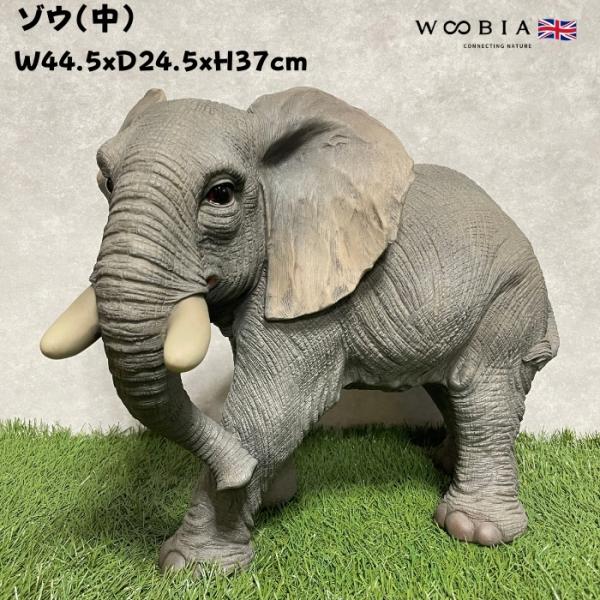 置物 動物 ゾウ 象 中 高さ37cm 縁起物 風水 woobia おしゃれ 大きい 玄関インテリア 庭 ガーデン かわいいオブジェ