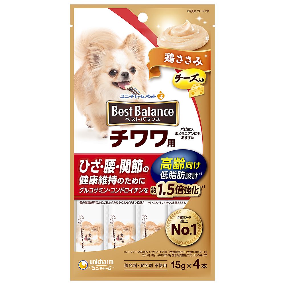 （まとめ買い）ベストバランスおやつ チワワ用 高齢向け 鶏ささみ 15gx4本 犬用おやつ [x24]